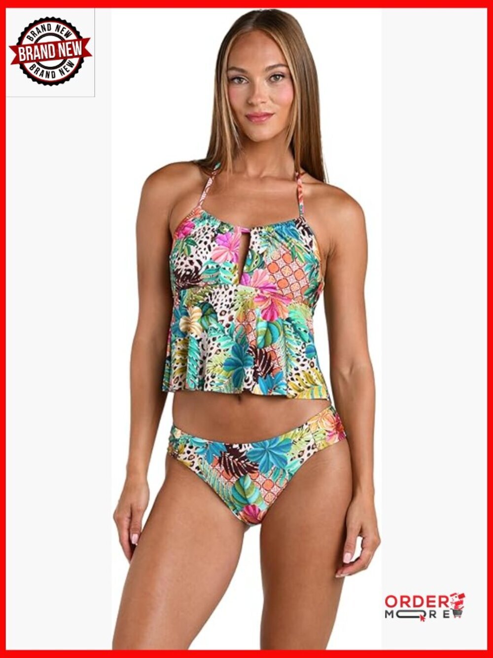 Midkini Bikini Swimsuit Top with Adjustable Halter Straps